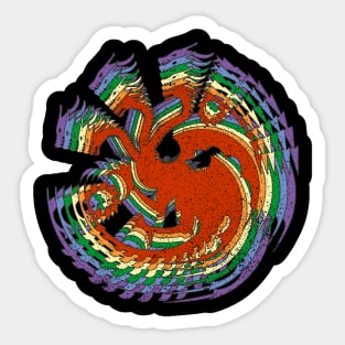 Distressed Earthy Rainbow Gay Pride 3 Headed Dragons Sticker